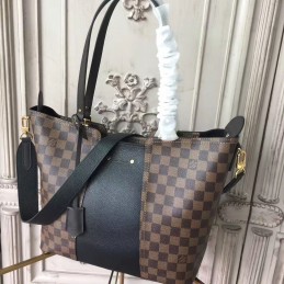 Replica Louis Vuitton Brown Damier Ebene Black Panel Jersey Bag