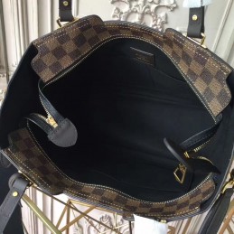 Replica Louis Vuitton Brown Damier Ebene Black Panel Jersey Bag