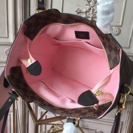 Replica Louis Vuitton Brown Damier Ebene Pink Panel Jersey Bag