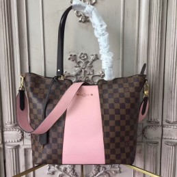 Replica Louis Vuitton Brown Damier Ebene Pink Panel Jersey Bag