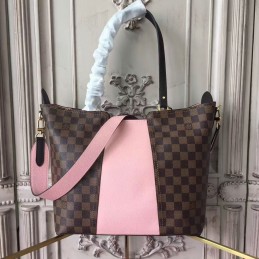 Replica Louis Vuitton Brown Damier Ebene Pink Panel Jersey Bag