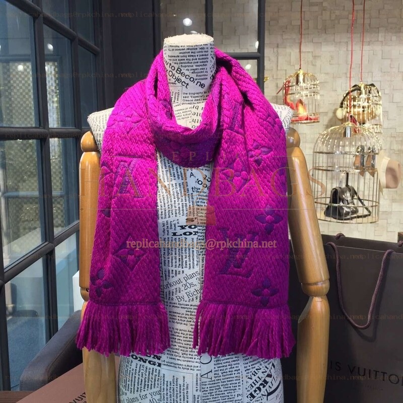 Replica Louis Vuitton Fuchsia Monogram Logomania Scarf