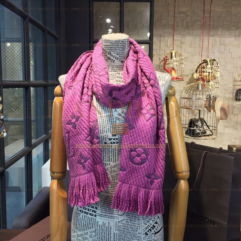 Replica Louis Vuitton Purple Monogram Logomania Scarf