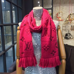 Replica Louis Vuitton Red Monogram Logomania Scarf
