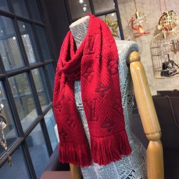 Replica Louis Vuitton Red Monogram Logomania Scarf
