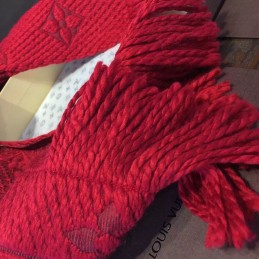 Replica Louis Vuitton Red Monogram Logomania Scarf