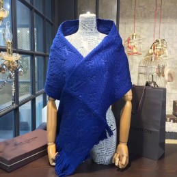 Replica Louis Vuitton Royal Blue Monogram Logomania Scarf