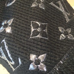 Replica Louis Vuitton Black Silver Monogram Logomania Scarf