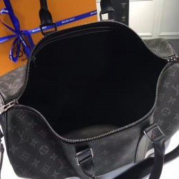 Replica Louis Vuitton Black Monogram Eclipse Keepall Bandouliere 45