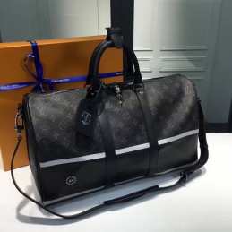 Replica Louis Vuitton Black Monogram Eclipse Keepall Bandouliere 45