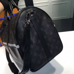 Replica Louis Vuitton Black Monogram Eclipse Keepall Bandouliere 45