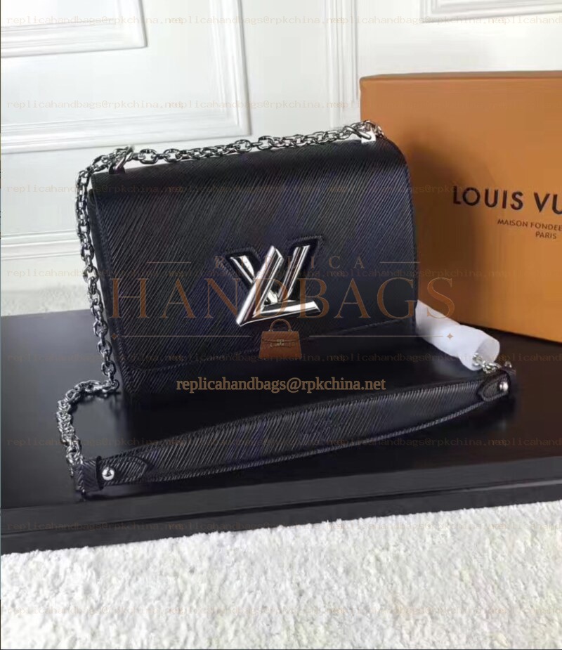 Replica Louis Vuitton Black Textured Twist MM