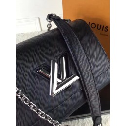 Replica Louis Vuitton Black Textured Twist MM