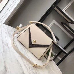 Replica Louis Vuitton Brown Monogram Beige Trim Double V Bag