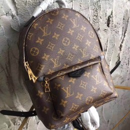 Replica Louis Vuitton Brown Monogram Black Trim Palm Springs Backpack PM