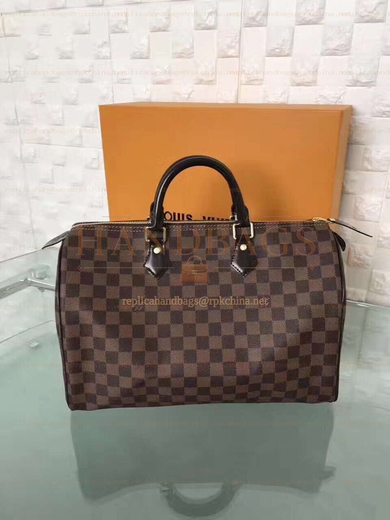 Replica Louis Vuitton Brown Damier Ebene Speedy 35