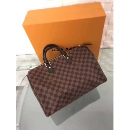 Replica Louis Vuitton Brown Damier Ebene Speedy 35