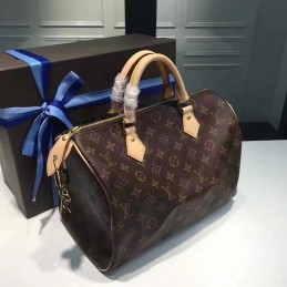 Replica Louis Vuitton Brown Monogram Beige Trim Speedy 30 - Style 2