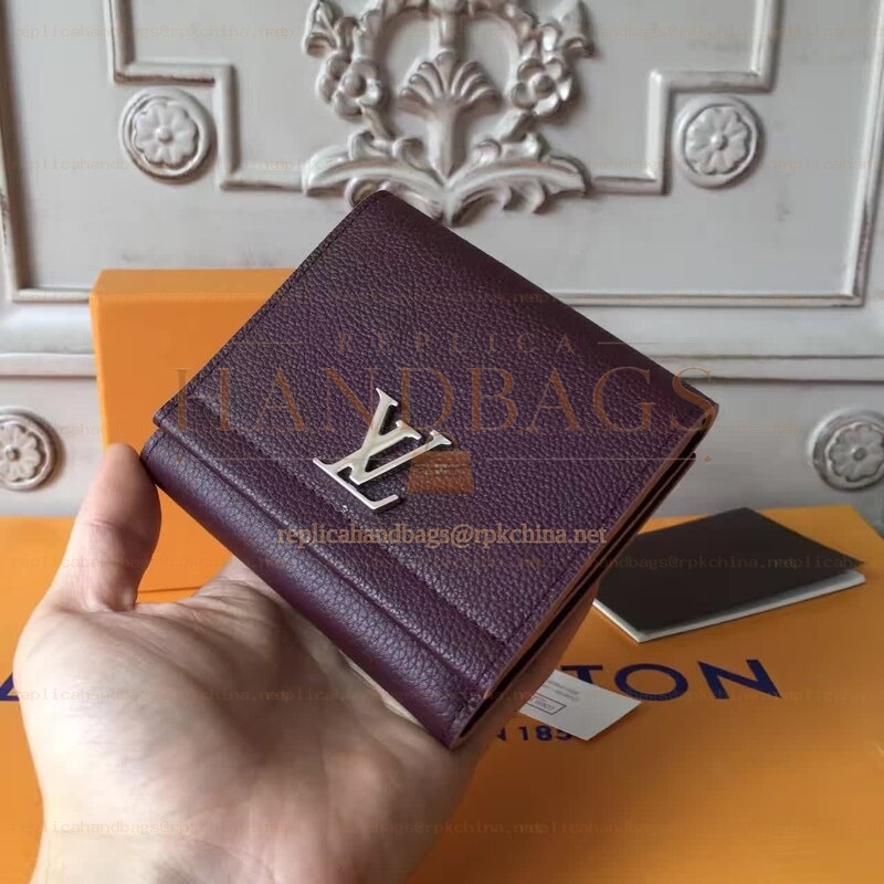 Replica Louis Vuitton Burgundy LV Logo Compact Wallet