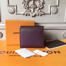 Replica Louis Vuitton Burgundy LV Logo Compact Wallet