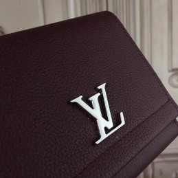 Replica Louis Vuitton Burgundy LV Logo Compact Wallet