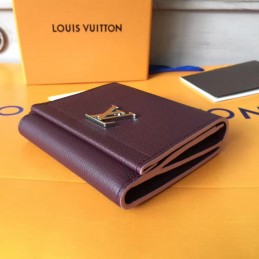 Replica Louis Vuitton Burgundy LV Logo Compact Wallet