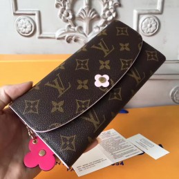 Replica Louis Vuitton Brown Monogram Flower Clasp Emilie Wallet