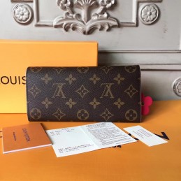 Replica Louis Vuitton Brown Monogram Flower Clasp Emilie Wallet