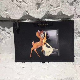 Replica Givenchy Black Bambi Graphic Zip Pouch