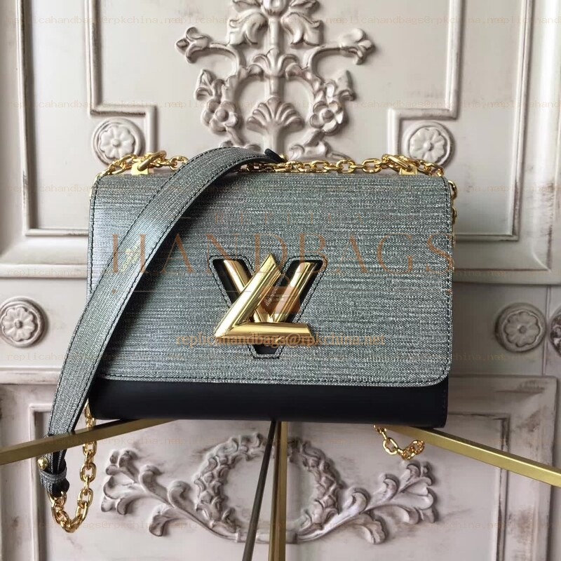 Replica Louis Vuitton Silver Textured Twist MM