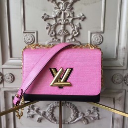 Replica Louis Vuitton Bright Pink Textured Twist MM