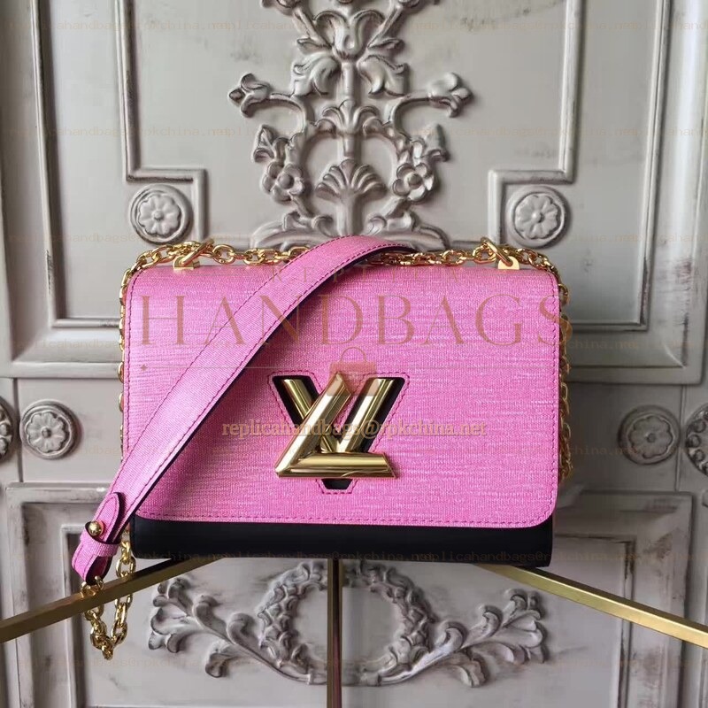 Replica Louis Vuitton Bright Pink Textured Twist MM