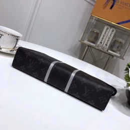 Replica Louis Vuitton Black Monogram Eclipse Stripe Pochette Voyage MM