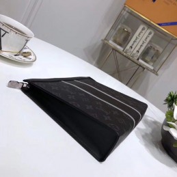Replica Louis Vuitton Black Monogram Eclipse Stripe Pochette Voyage MM