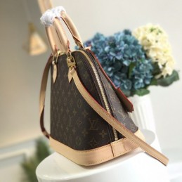 Replica Louis Vuitton Brown Monogram Beige Trim Alma PM