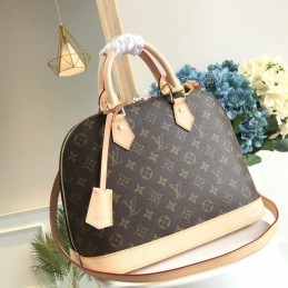 Replica Louis Vuitton Brown Monogram Beige Trim Alma PM