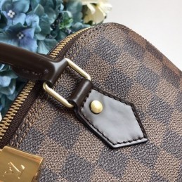 Replica Louis Vuitton Brown Damier Ebene Black Trim Alma PM