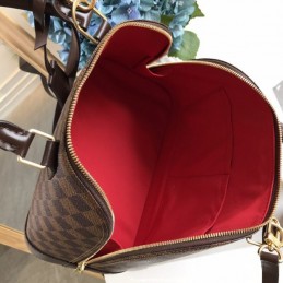 Replica Louis Vuitton Brown Damier Ebene Black Trim Alma PM