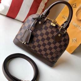 Replica Louis Vuitton Brown Damier Ebene Gray Trim Alma BB