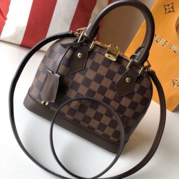Replica Louis Vuitton Brown Damier Ebene Gray Trim Alma BB