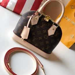 Replica Louis Vuitton Brown Monogram Beige Trim Alma BB