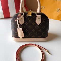Replica Louis Vuitton Brown Monogram Beige Trim Alma BB