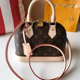 Replica Louis Vuitton Brown Monogram Beige Trim Alma BB
