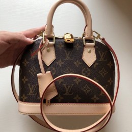 Replica Louis Vuitton Brown Monogram Beige Trim Alma BB