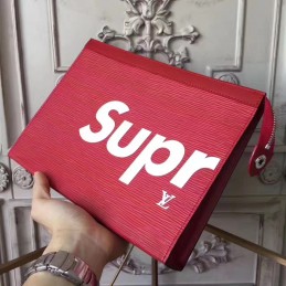 Replica Louis Vuitton Red Epi Leather Supreme Pochette Voyage MM