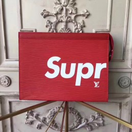 Replica Louis Vuitton Red Epi Leather Supreme Pochette Voyage MM