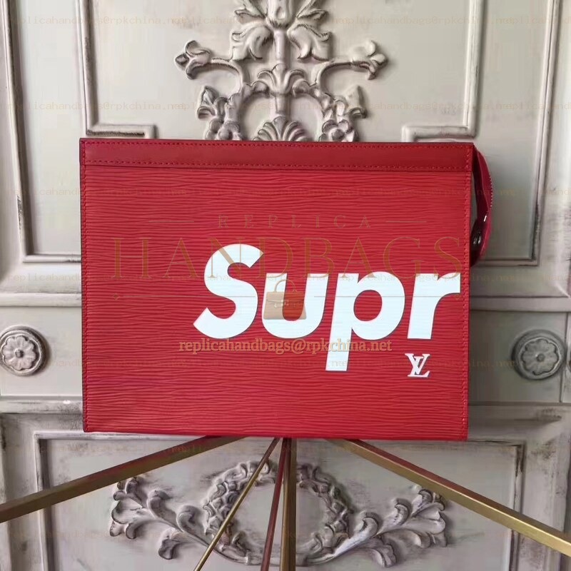 Replica Louis Vuitton Red Epi Leather Supreme Pochette Voyage MM