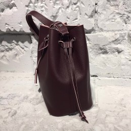 Replica Louis Vuitton Burgundy Textured Lockme Bucket