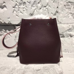 Replica Louis Vuitton Burgundy Textured Lockme Bucket