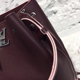 Replica Louis Vuitton Burgundy Textured Lockme Bucket